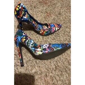 Blue and red graffiti art pumps